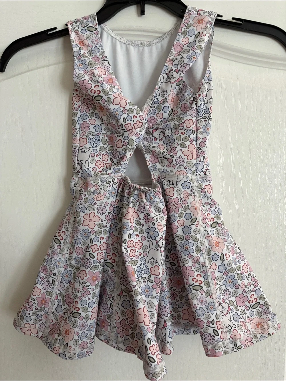 Disney Marie Girls Floral Cat Print Cotton Dress - Pastel Multi